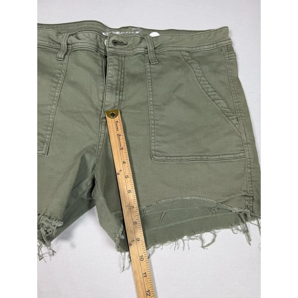 Seven7 Shorts Womens 16 Green Utility‎ Twill Cutoff Frayed Hem Patch Pockets
